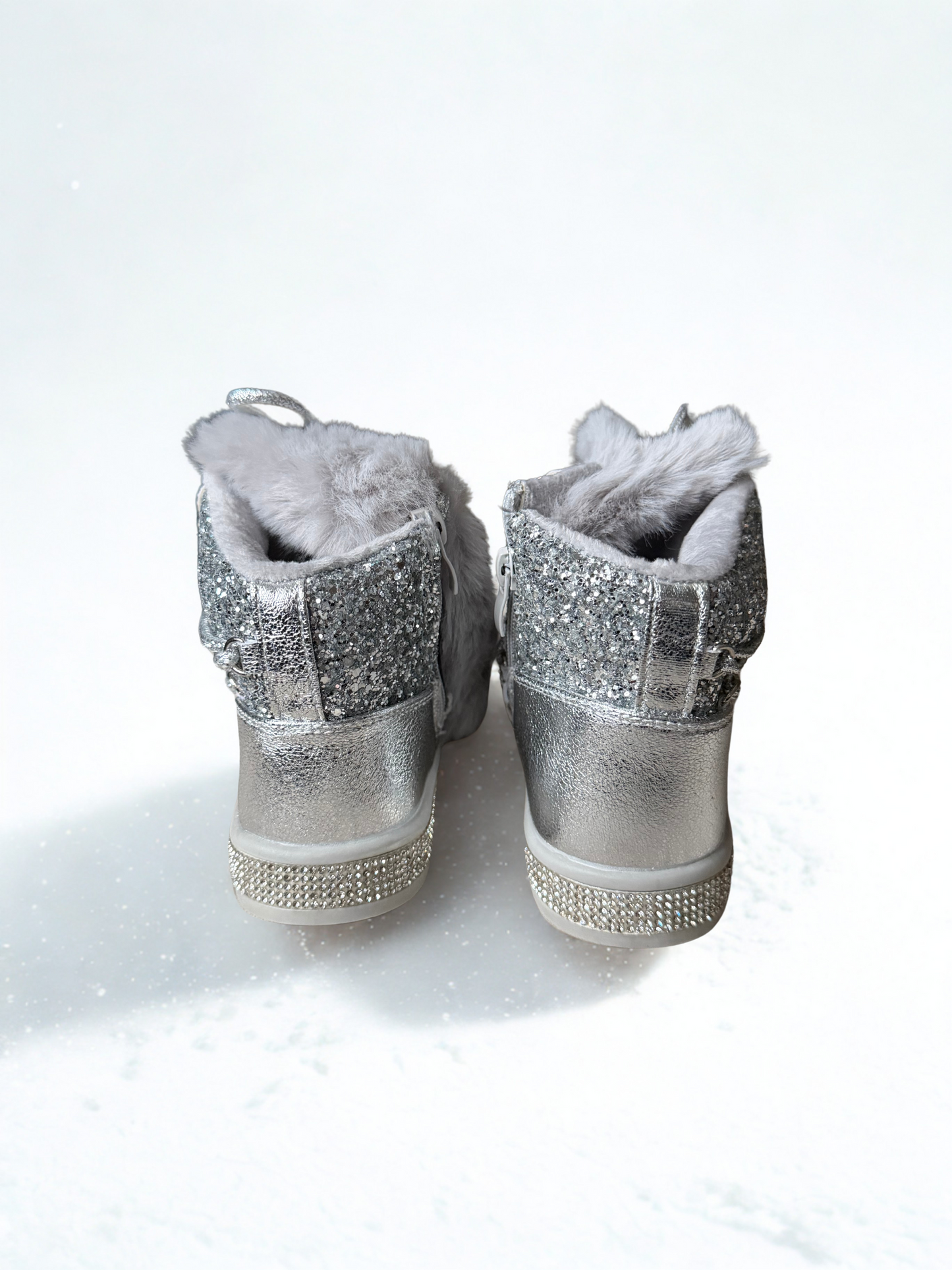 Silver Sparkle Faux-Fur Winter Boots