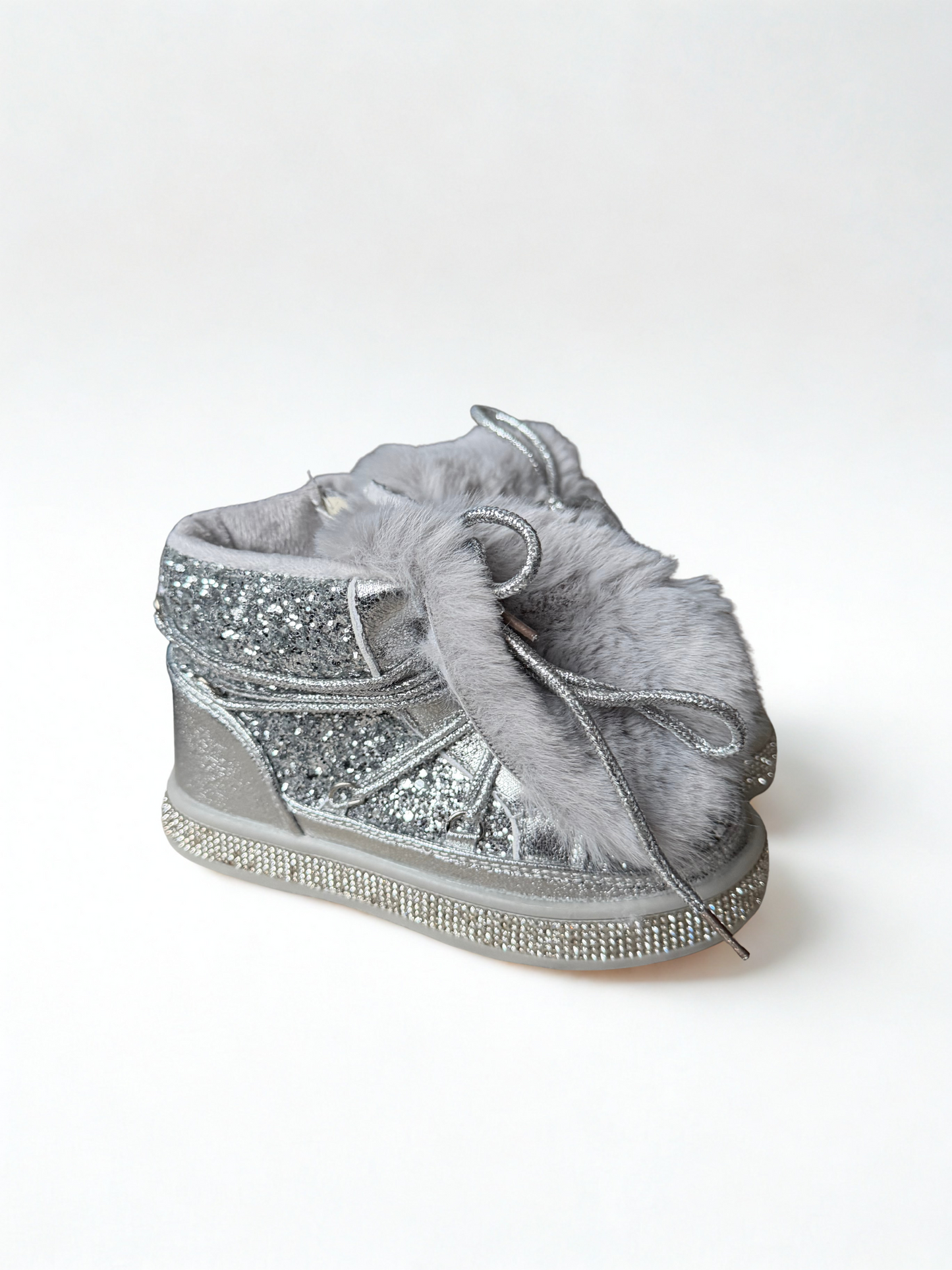 Silver Sparkle Faux-Fur Winter Boots