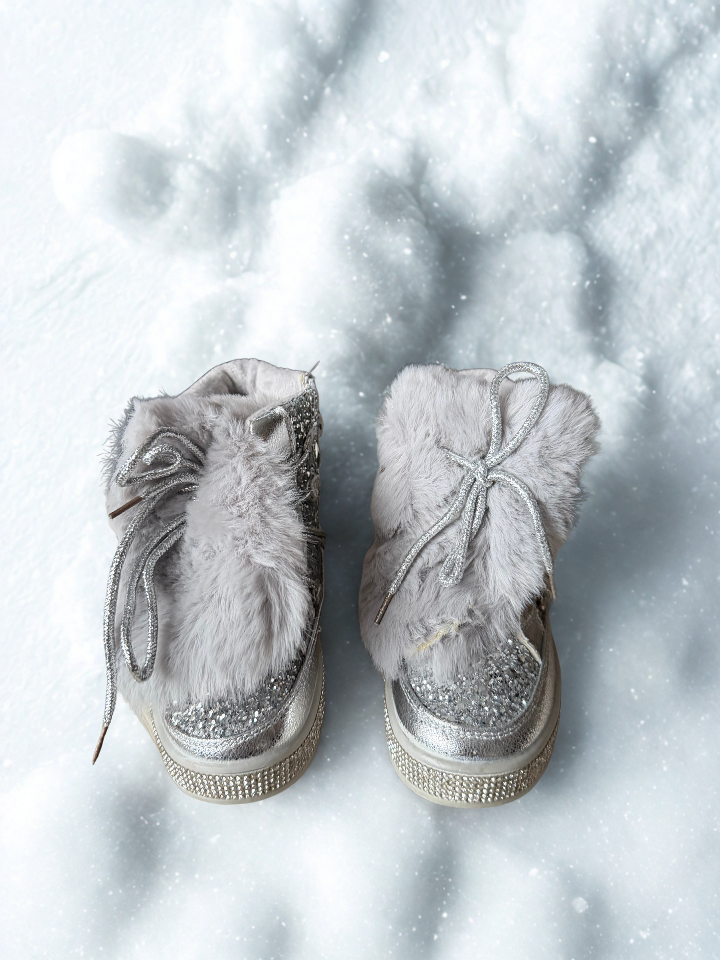 Silver Sparkle Faux-Fur Winter Boots